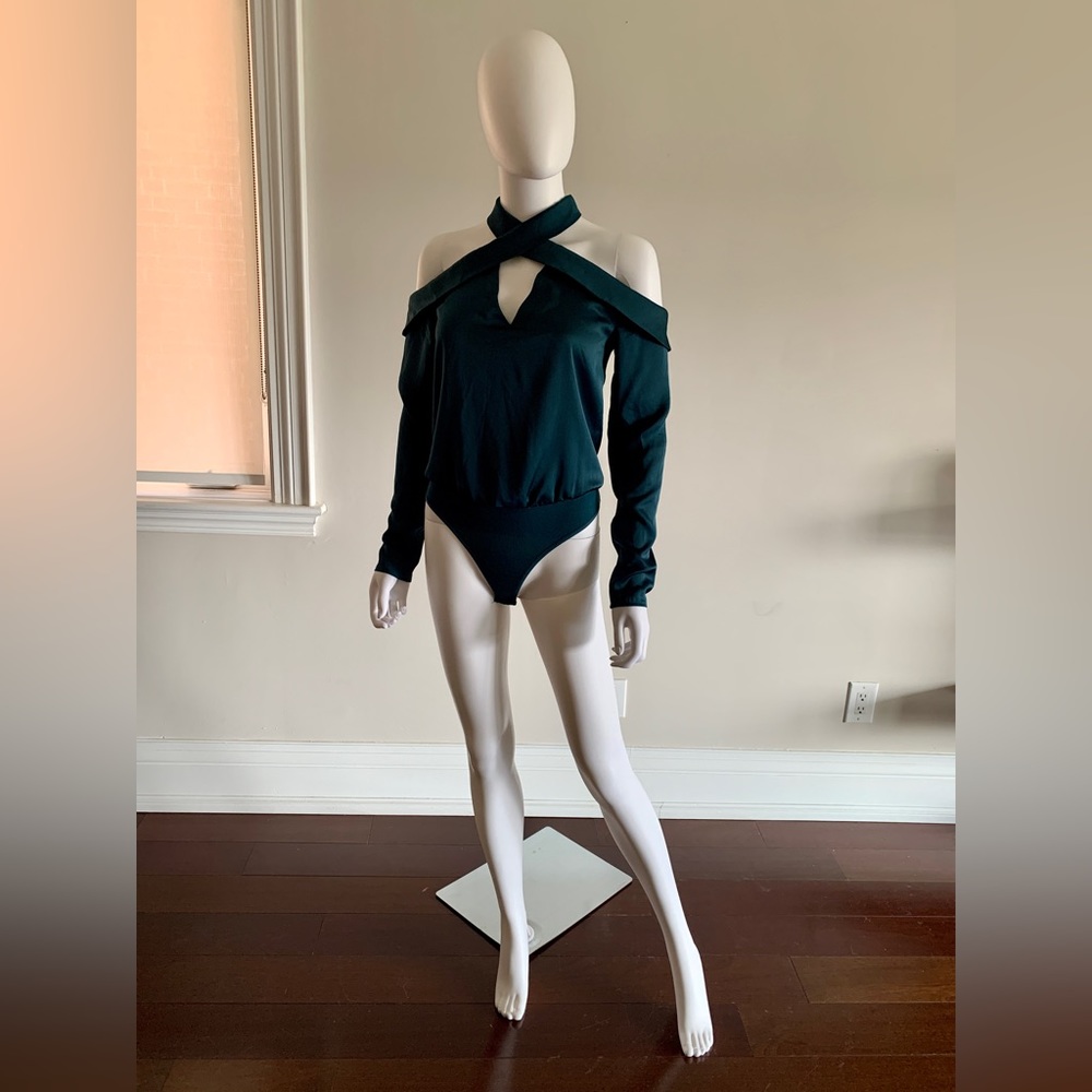 Marciano Calie Long-Sleeved Bodysuit in Forest Green